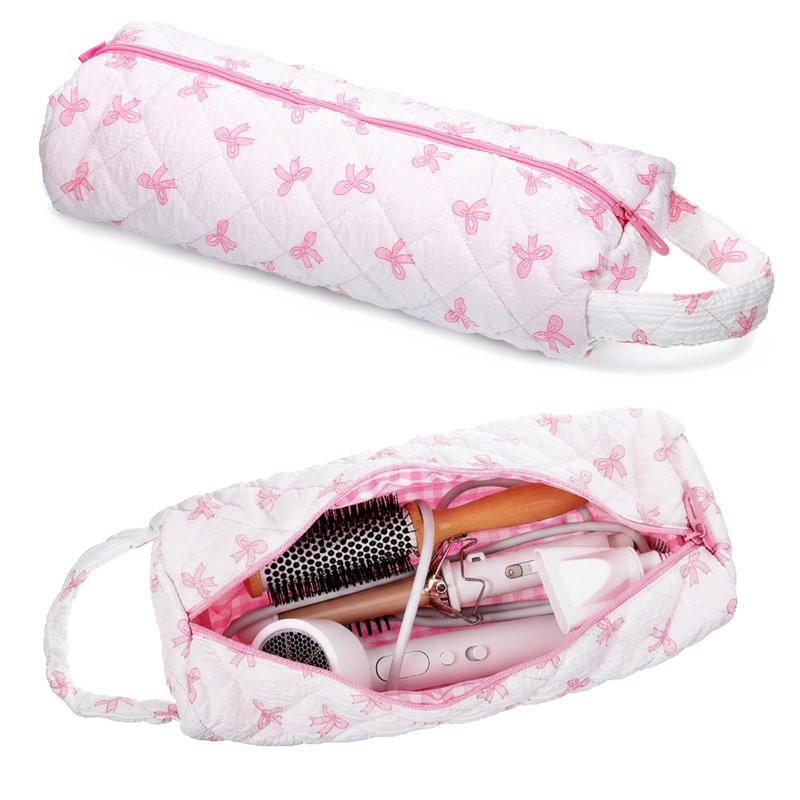 Hair Tools Travel Bag 14x5x3.9inch Hair Dryer Bag Portable Pink Travel-Case Hair-Styling Accessories Storage Case for Curling Irons Flat Irons Travel Essentials Haircare Accessories