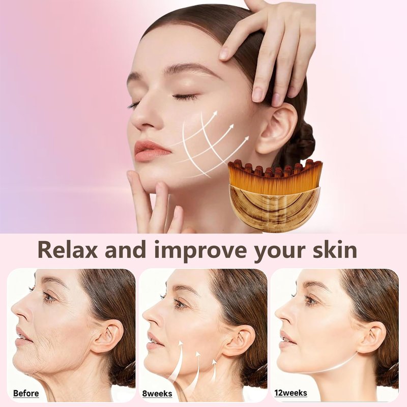 Lymphatic Contour Face Brush, Super Soft Manual Lymphatic Drainage Massager for Sculpting, Relieve Fatigue & Reduce Puffiness, with Portable Case Suitable for Facial Cleansing and Massage (1-PCS)