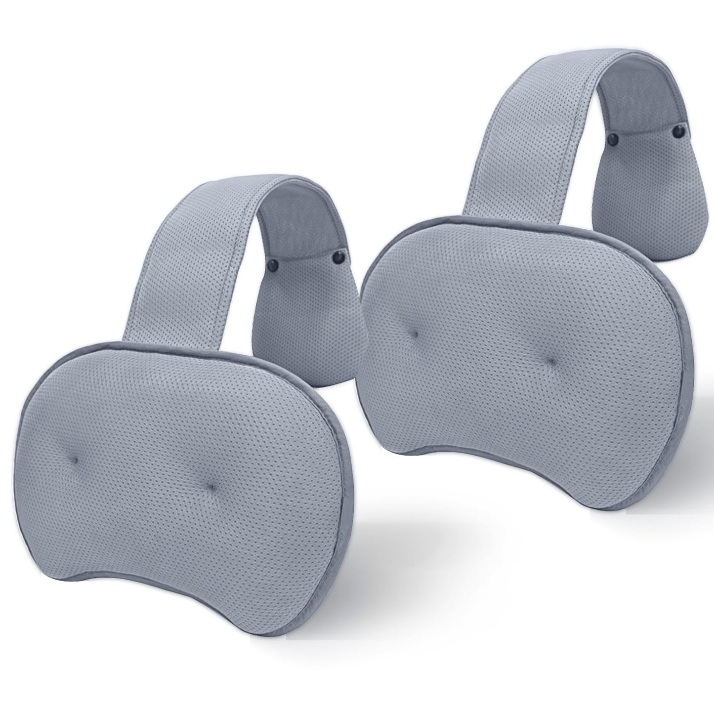2-Pack Pillow for Hot Tub, Spa, and Chaise Lounge - Universal Headrest & Neck Support Cushion, 3D Mesh Adjustable Height with Long Strap, Easy Drying (2-Pack,Gray)