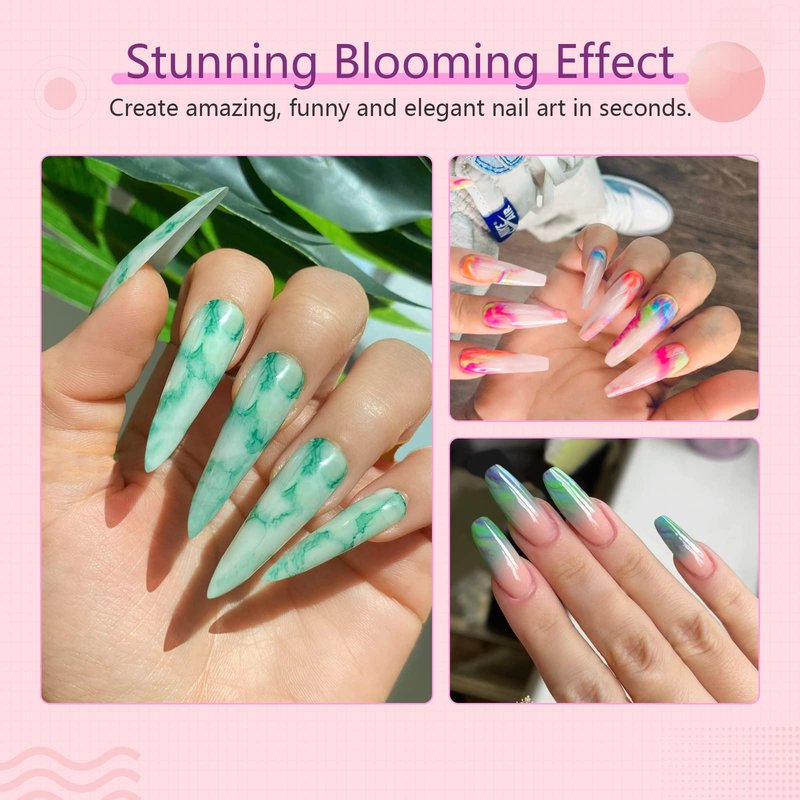 SAVILAND Blooming Gel: Clear Booming Gel Nail Polish Nails Blossom for Spreading Effect Marble Nail Polish Flower Watercolor Nails Art Design Manicure Salon Home DIY