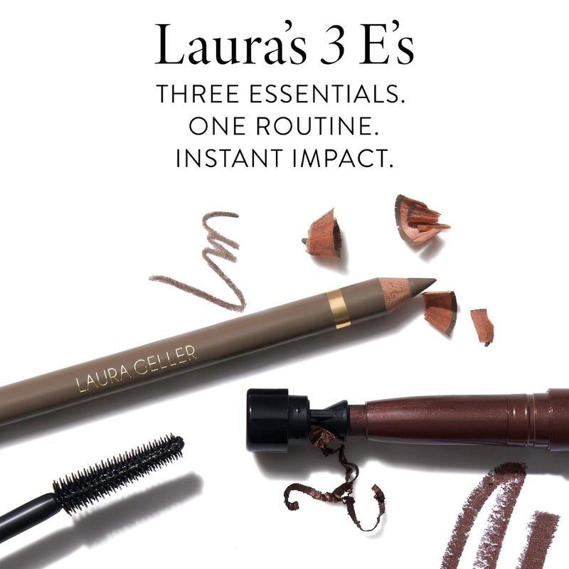 Laura Geller Eyeliner, Eyelash & Eyebrow Kit for Mature Skin - Medium Brown | Longwear Kajal Eyeliner & Mascara