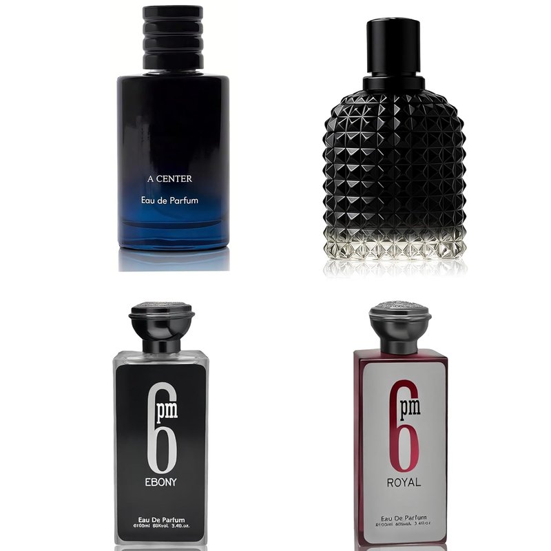 A CENTER Men's Cologne Gift Set - 4 Variety Pack Eau De Parfum | Long-Lasting Bitter Orange & Bergamot, 3.4 Fl Oz Each