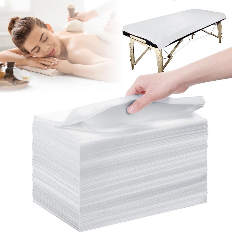MVSUTA 800 Pieces White Disposable Bed Sheets Non-Woven Fabric SPA Table Sheet Bed Cover for Massage Beauty Tattoos,31'' x 71''
