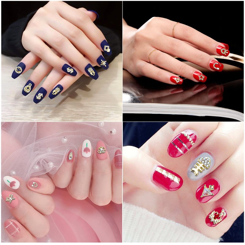 60/100pcs Nail Gems & Rhinestones with Sparkling AB Crystal Fake Diamonds - Nail Art Decoration for Women & Young Ladies