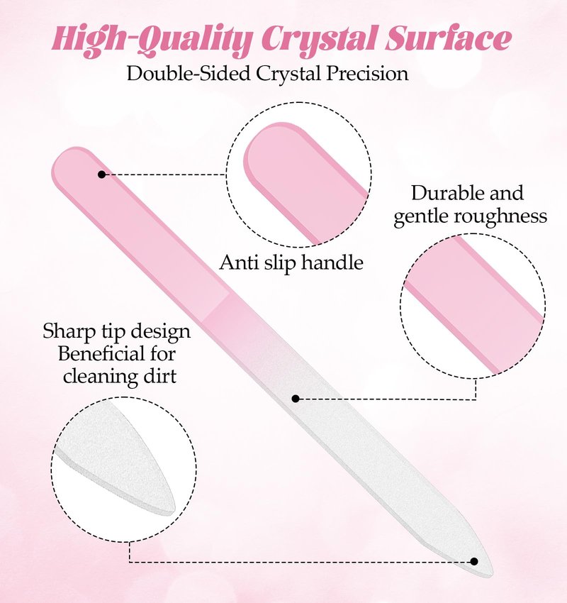 4 Pack Glass Nail File, Glass Fingernail Files with Cass for Women Double Sided for Natural & Artificial Nails, Reusable Nail Filer for Manicure & Pedicure, with Travel Case