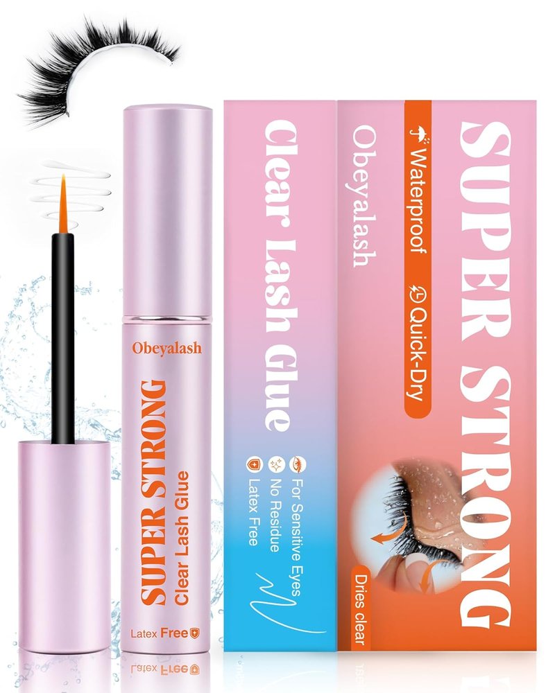 Obeyalash Strong Hold Eyelash Glue - Waterproof, Latex-Free, Quick Dry | 0.17oz Clear for Sensitive Eyes
