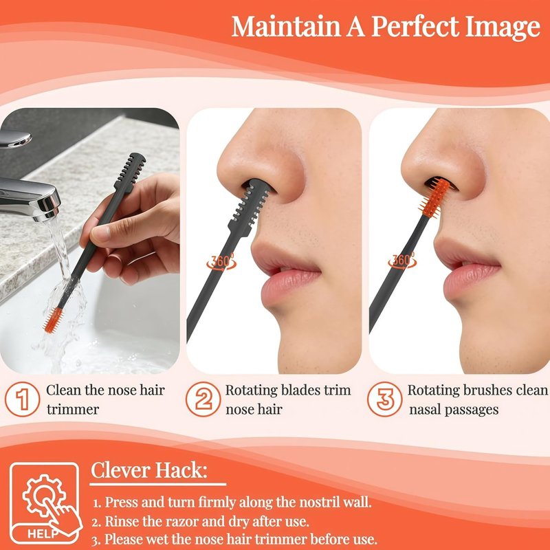 2-in-1 Nasal Hair Cutter - 360° Rotating Double-Sided Blade, Washable Grooming Tool | Travel Essential, Multicolor 3-Pack