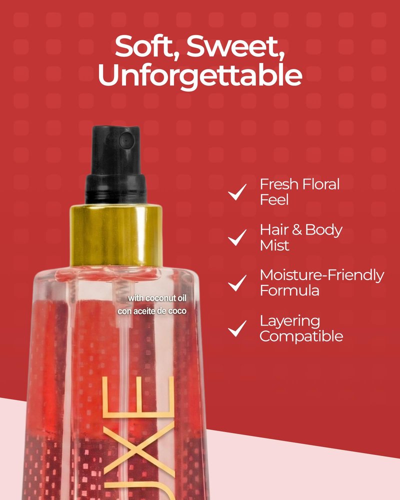 Luxe Perfumery Flirty Rose Hair & Body Perfume Mist – Romantic Floral with Bergamot, Damask Rose & Vanilla – Hydrating Coconut Oil & Glycerin, Lightweight Daily Mist for Women, 8 Fl Oz