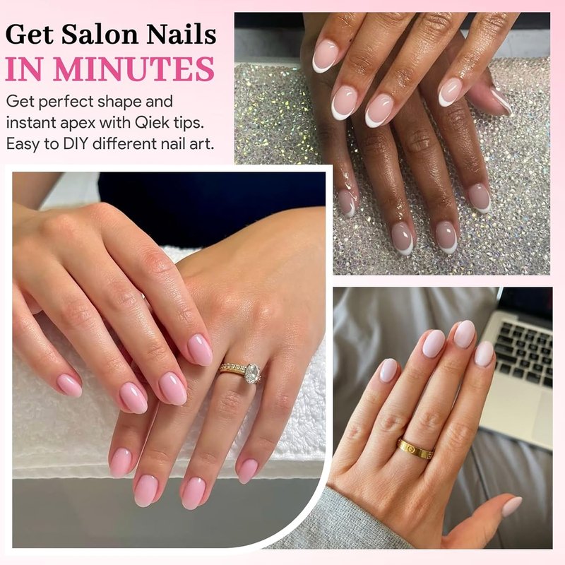 Skiennix Extra Short Almond Fake Nail Tips - 240 PCS Clear Half Matte Press-On Extensions | 15 Sizes for DIY Nail Art