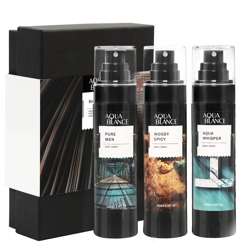 Aqua Blance Fragrance Mist - Body Spray for Men | Pack of 3, 3.4 Fl Oz Each