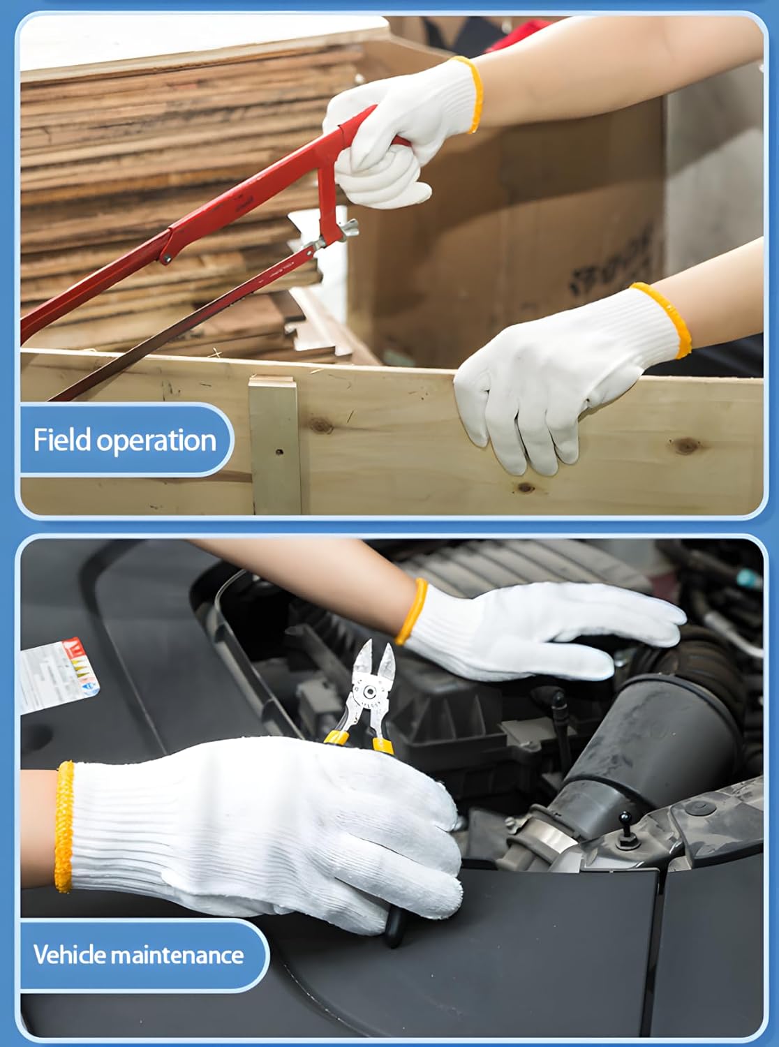 Skiennix Unisex Cotton Polyester Safety Gloves - Ideal for Gardening, Cooking & Warehouse Use | 12/36/240 Pairs