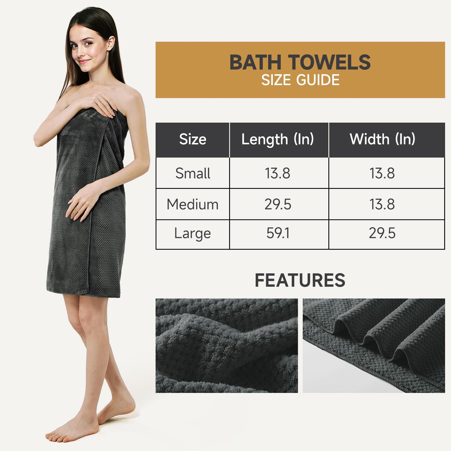 REDKISS Soft 6 Piece Bath Towels Set, 2 Large Bath Towel Sheet, 2 Hand Towels, 2 Washcloths, Highly Absorbent, Quick Dry, Lightweight Towel Sets Collection, Premium Gray Towels for Bathroom, Gym & Spa
