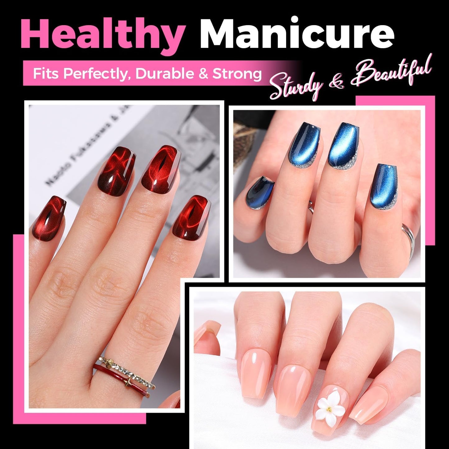 UNA GELLA Gel Nail Tips Coffin Short, 15 Sizes Short Coffin Press On Nails, Pre-Etched 300pcs Soft Gel Nail Tips Full Cover For Nails Extension Home DIY Salon