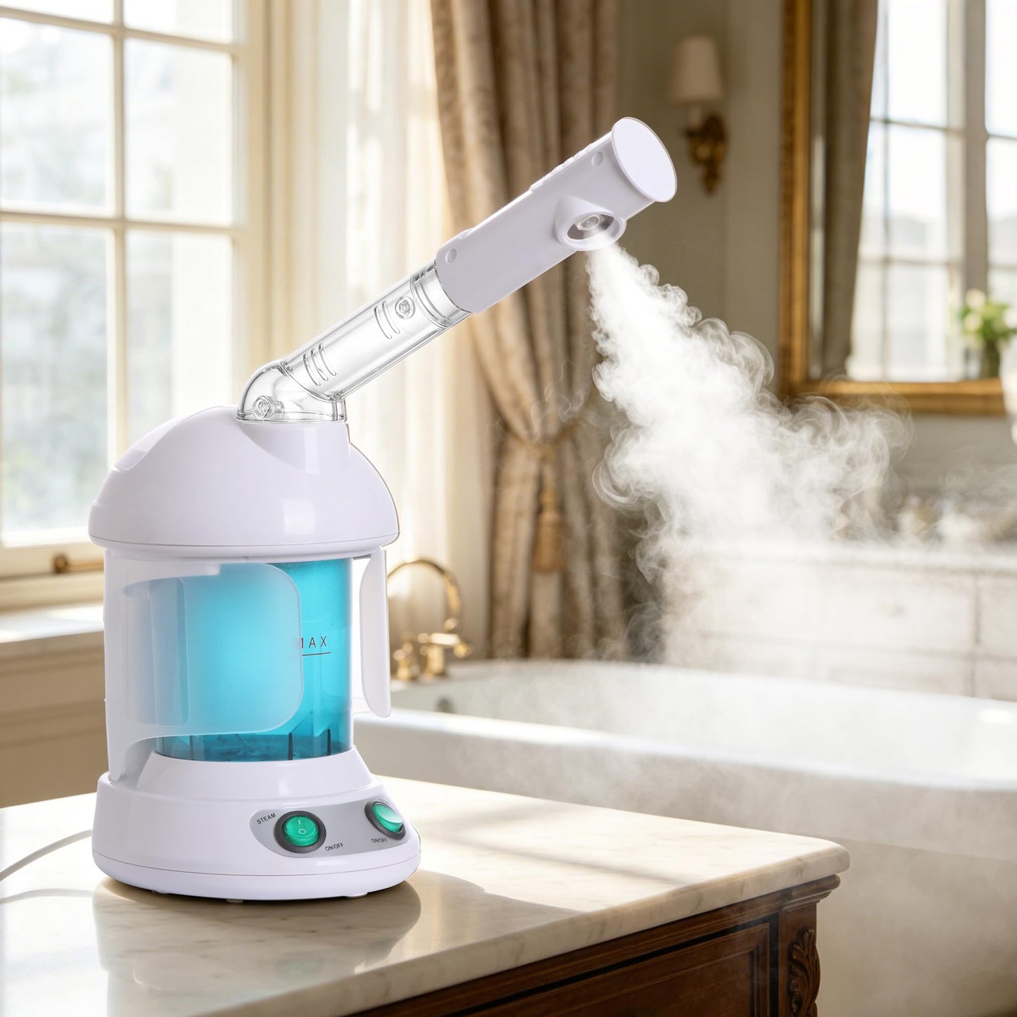 SUPER DEAL Hair Steamer PRO 3 in 1 Multifunction Ozone Facial Steamer with Bonnet Hood Attachment, Hair Therapy & Face Steamer for Personal Care Use at Home or Salon