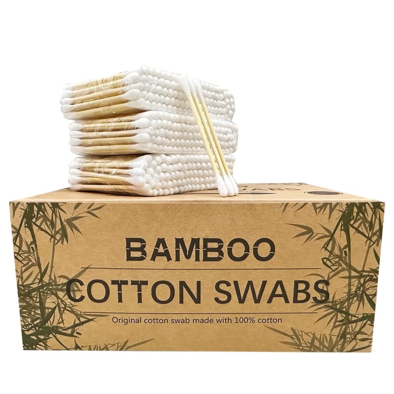 Skiennix Cotton Swabs - Double-Tipped Natural Bamboo Buds | 900 Pcs for Gentle Cleaning
