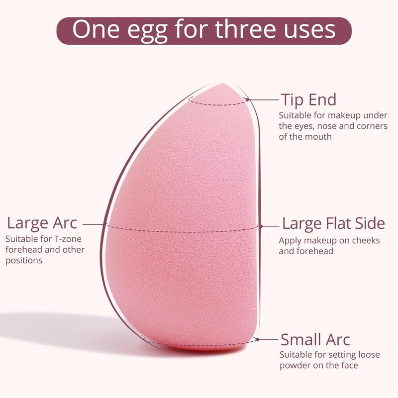BEAKEY Makeup Sponge Set - Patented Flat Duo for Foundation & Powder | Latex-Free Pink Blending Sponges