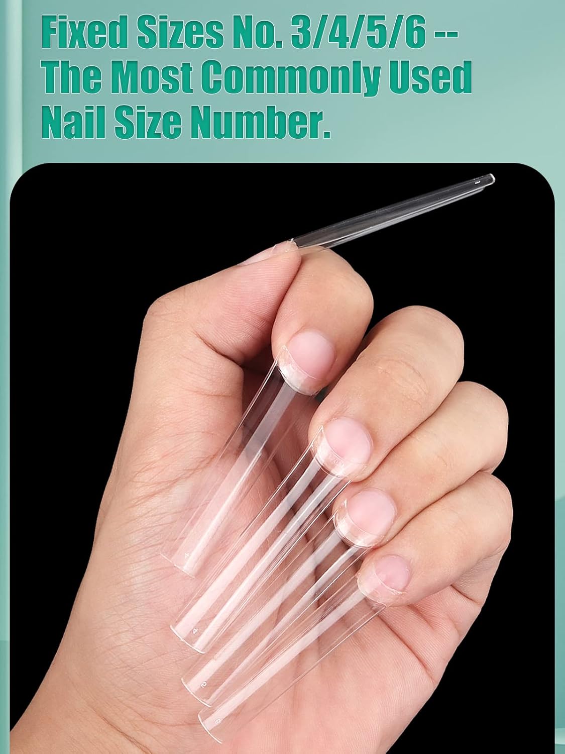 Skiennix No C Curve Nail Tips - 200PCS Extra Long Half Cover Straight Tapered Square | Sizes 3-6