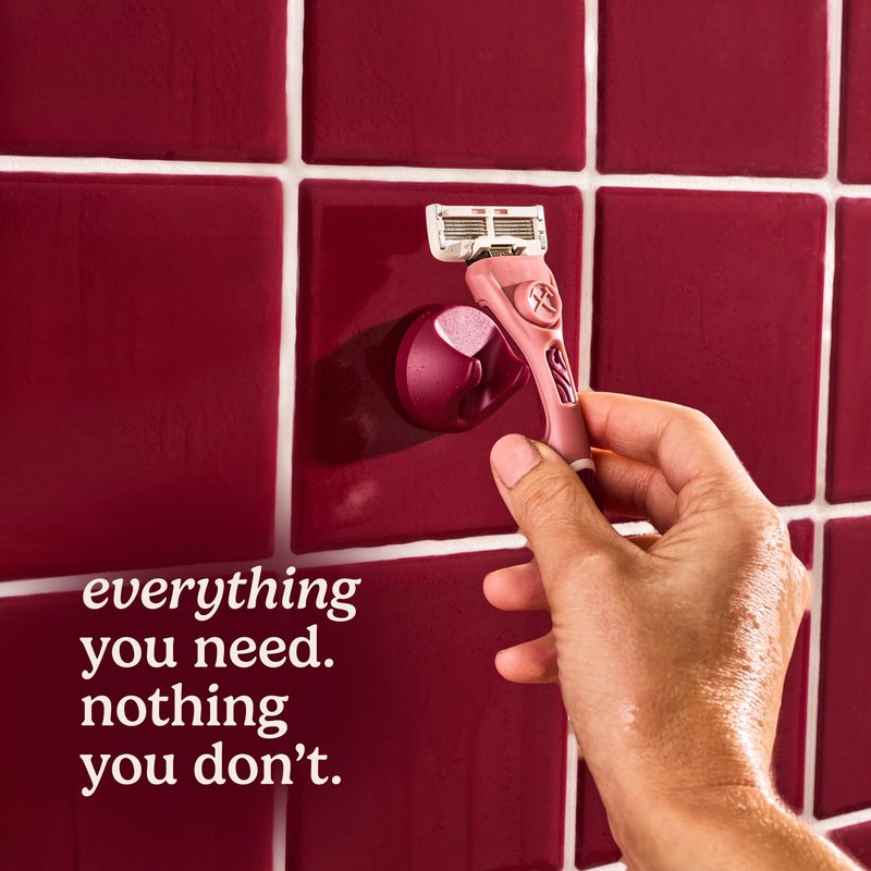 Dollar Shave Club for Women | 1 Maroon Wavy Grip Handle, 4 Razor Refills, 1 Shower Hanger | Razors for Women, Womens Razors for Shaving