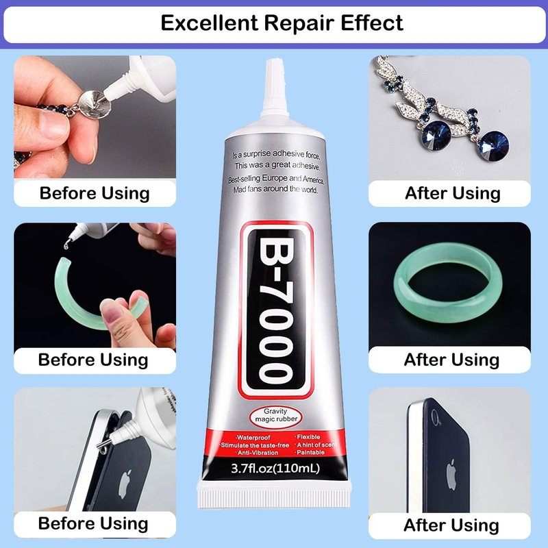 B7000 Adhesive Rhinestones Glue - 2PCS 110ml | Perfect for Jewelry, Crafts & Nail Art