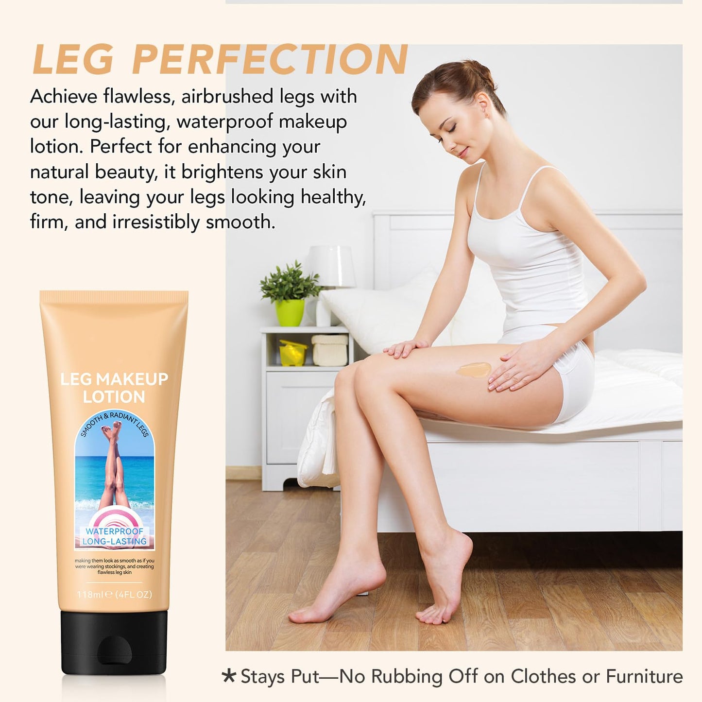 Waterproof Leg & Body Makeup - Tattoo Cover Up Makeup & Tattoo Concealer - Long Lasting Body Foundation - Easy Application - Flawless-Looking Legs - Subtle Sun-Kissed Finis - Medium