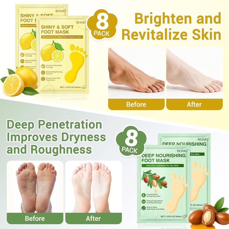 32 Pack Moisturizing Foot Mask,Hydrating Foot Masks for Dry Cracked Feet,Soothing Dry Skin Moisturizer Socks for Baby Soft Feet,Teacher Appreciation Gifts,Foot Care Spa Gifts for Women Men(4 Styles)