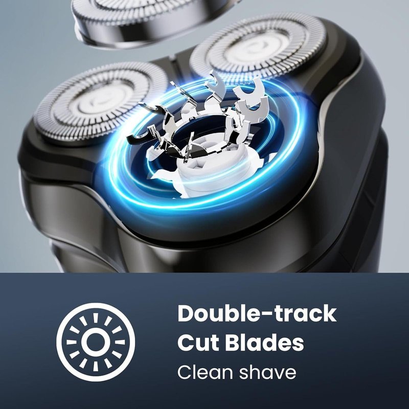 Electric Razor for Men Cordless: Wet/Dry Rotary Shaver Waterproof - USB Fast Charging, Precision Blades Sensitive Skin Care, Pop-up Trimmer Upgraded Elegant Black