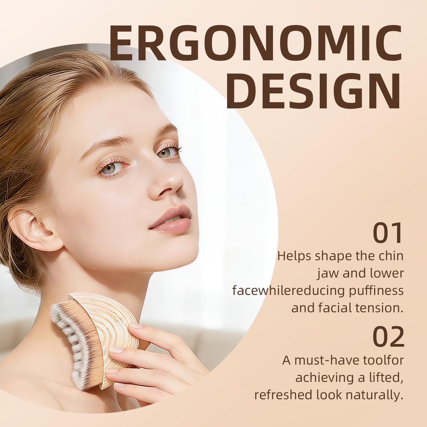 ADNIWT 2 PCS Lymphatic Contour Face Brush, Lymphatic Drainage Massager with Ergonomic Design, Lymphatic Face Brush, Anti-Puffiness, Fatigue Relief, Skin Tightening Jawline