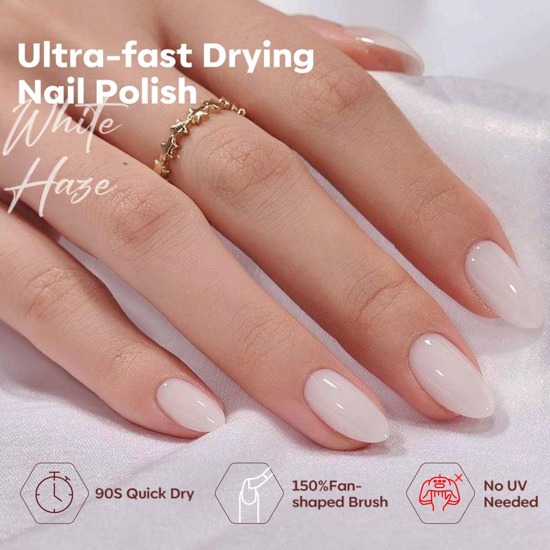 Milky White Nail Polish - Quick Dry Jelly Sheer Lacquer for DIY Manicure | 15 ml (0.5 Fl Oz)