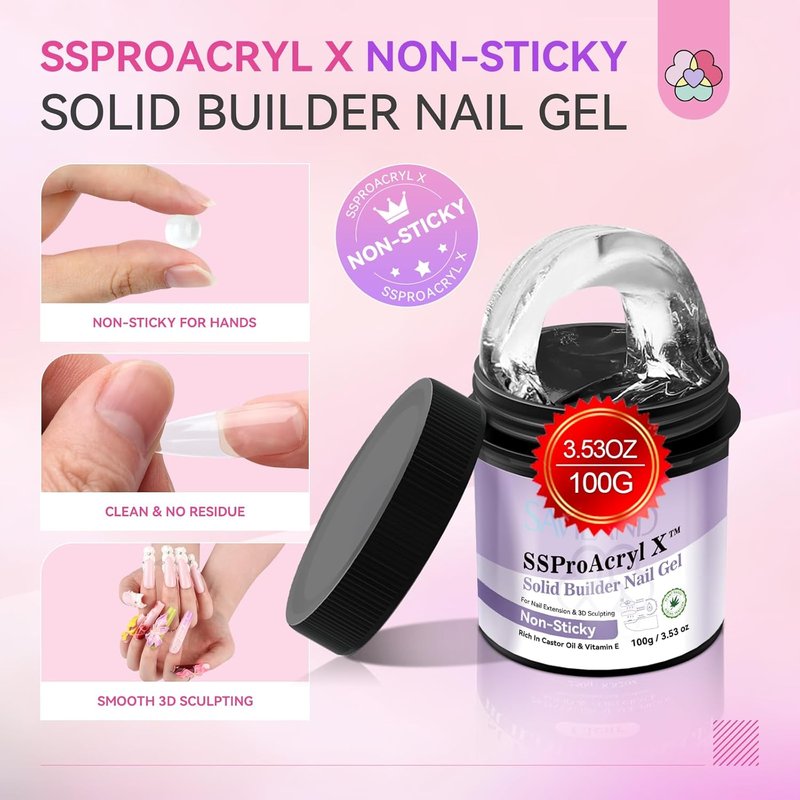 SAVILAND Solid Builder Nail Gel - Non-Sticky Sculpting Gel for Nail Art | 100g 3D Hard Gel with Castor Oil