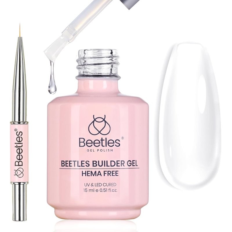 Beetles Builder Gel for Nails - HEMA-Free 7-in-1 Clear Gel for Strengthening & Thickening | Ideal for DIY Nail Art at Home