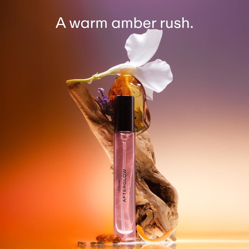 PHLUR Afterglow Perfume for Women & Men, 9.5 mL – Warm Amber Vanilla Eau de Parfum, Citrus Apricot Coconut Fragrance with Lavender Milk, Sandalwood & Cashmere Woods