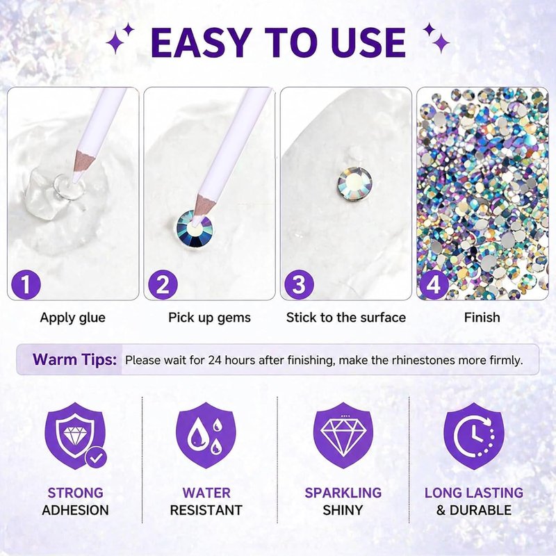 Bedazzling Kit - 3mm Flatback Rhinestones | 40 Color Jelly Resin Gems for Nails, Crafts & DIY