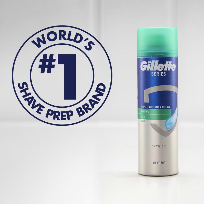 Gillette Series Soothing Shaving Gel for Men, Protects Against 5 Signs of Shaving Irritation, Shave Gel With Aloe Vera, Suitable for Sensitive Skin, 2.5 oz