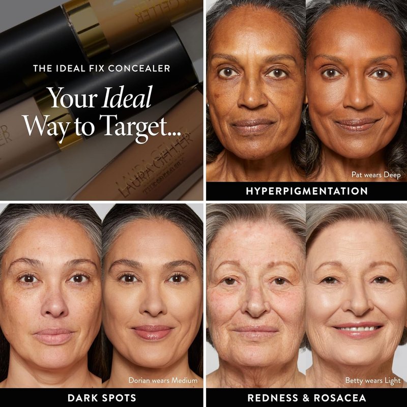 LAURA GELLER NEW YORK Ideal Fix Under Eye Concealer - Full Coverage, Anti-Aging Formula - 1 Porcelain, Hydrating & Crease-Free