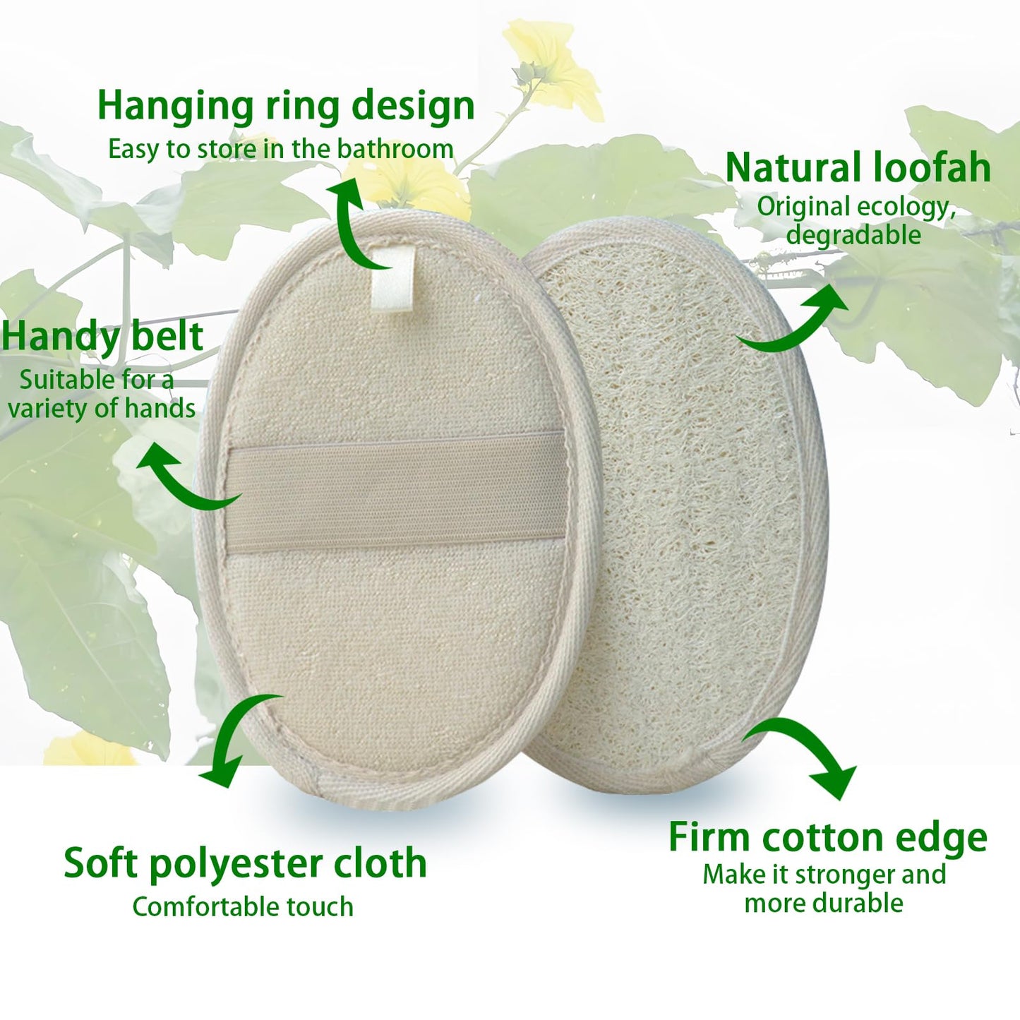 BEAGERUO 10 Pack Natural Loofah Exfoliating Body Scrubber, Individually Wrapped Shower Puff, Travel Loofah Sponge, Bath Shower Lufas for Men and Women, Face and Body Wash Sponge for Hotel