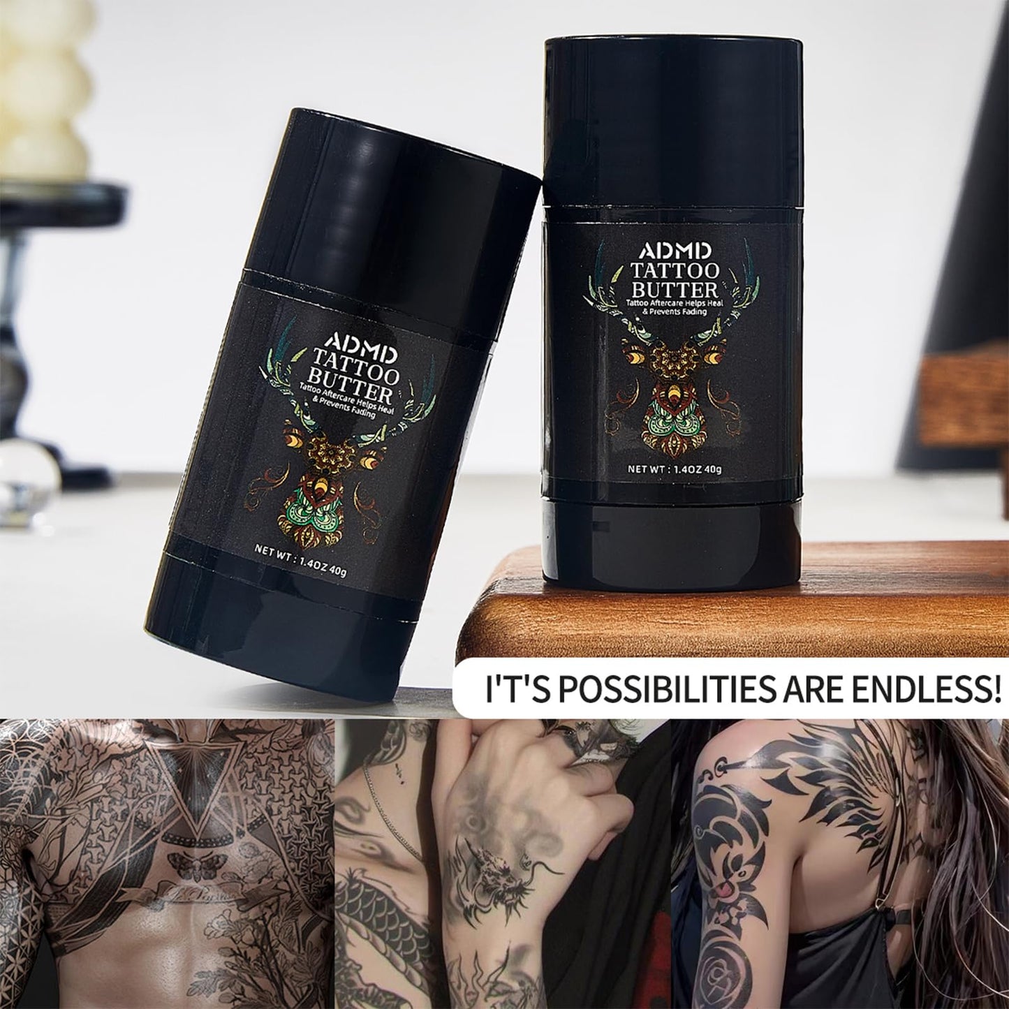 Tattoo Care Balm, Aftercare Butter for Tattoos - Color Enhancing Moisturizer to Keep Ink Bright, Soothes & Protects Skin, 40g /1.41oz