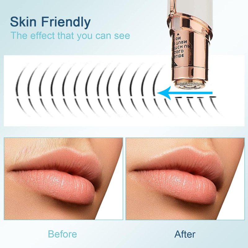 Facial Hair Removal for Women - USB Rechargeable Ladies Face Shaver | 2 Replacement Heads Included