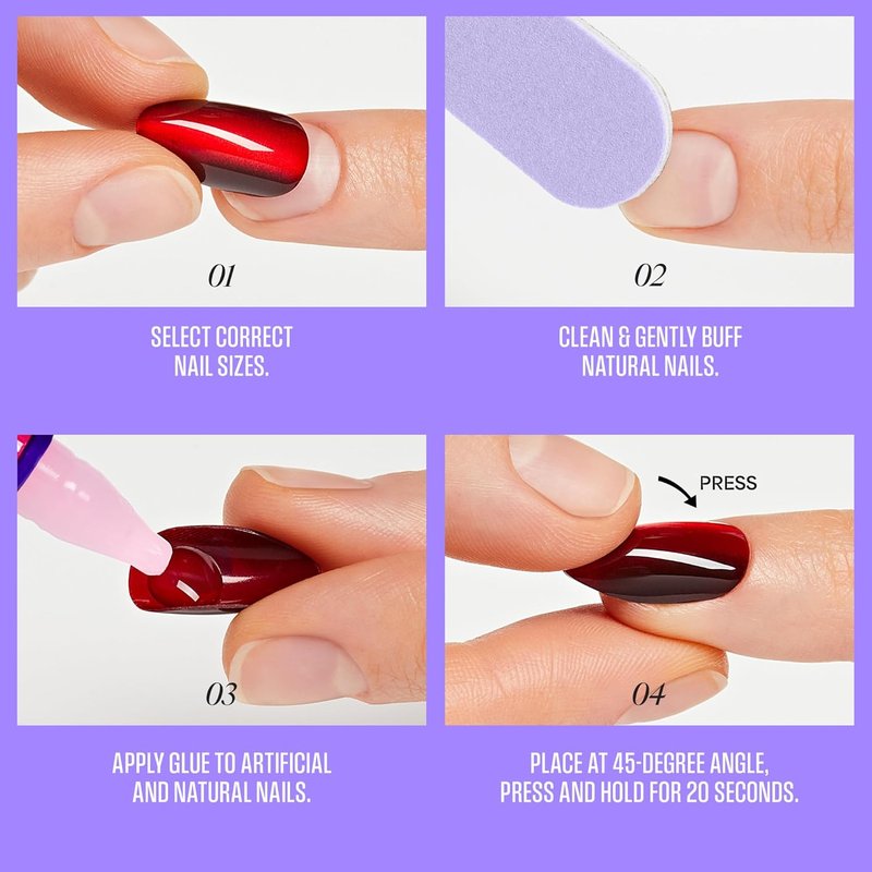 Kiss Core Press On Nails - 'Friendship' Pink Short Round Shape | 32 Nails, Glue & Manicure Kit Included