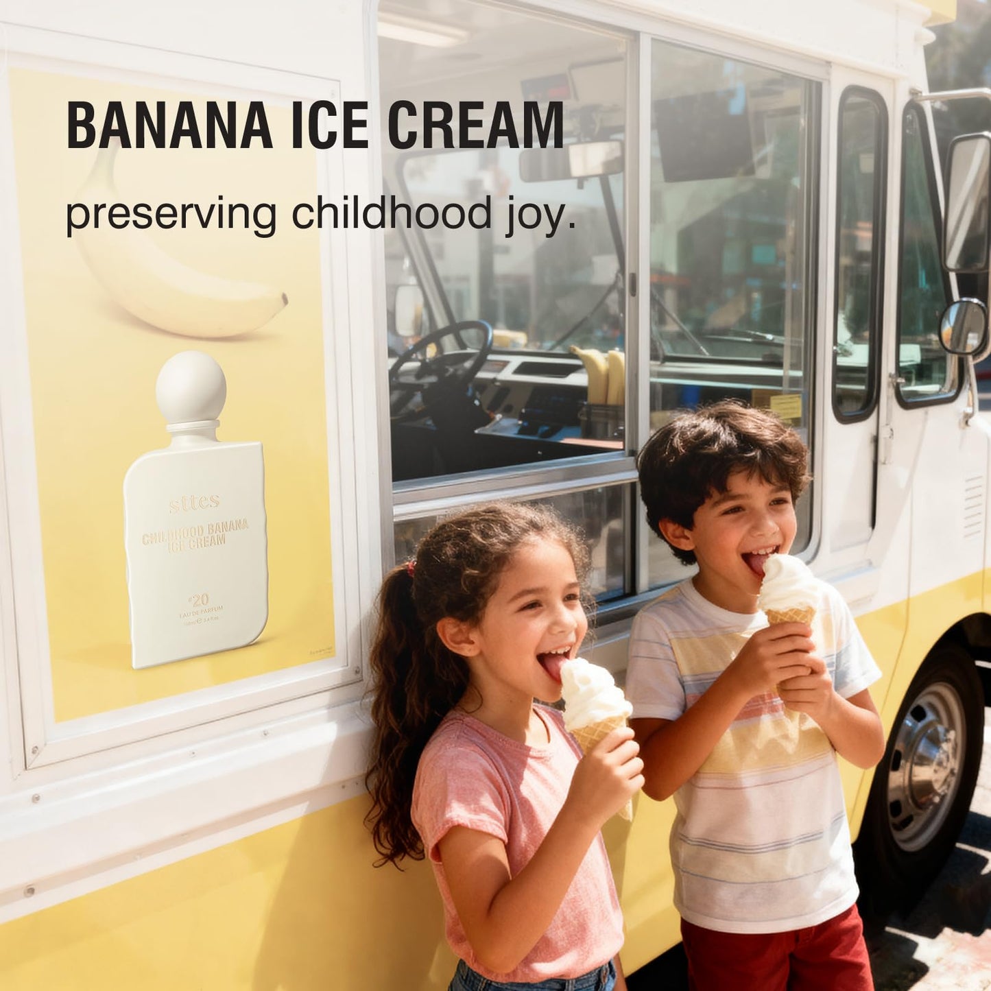 Sttes Perfume #20 for Women – Childhood Banana Ice Cream Eau de Parfum, The Exact Sweetness You Remember: Ripe Banana, Vanilla Ice Cream & Caramel Crunch, Long-Lasting Sweet Gourmand Fragrance, 100ml