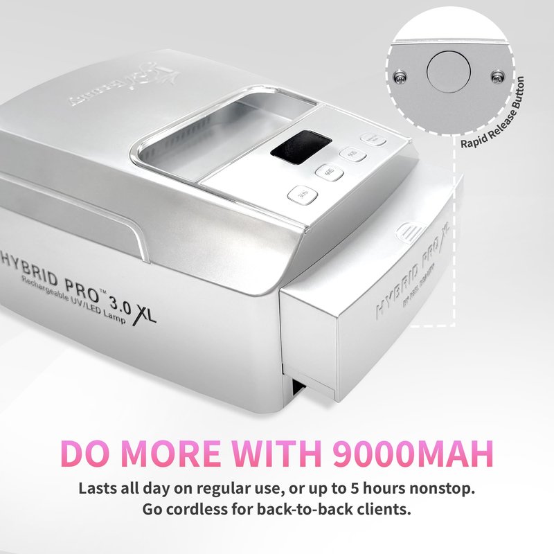 iGel Beauty Hybrid PRO 3.0 XL UV/LED Nail Lamp – Wireless Rechargeable 48W Nail Dryer, Extra Wide Full-Hand Curing, 9000mAh Battery, Smart Timer & Builder Gel Mode, Cordless Professional Lamp