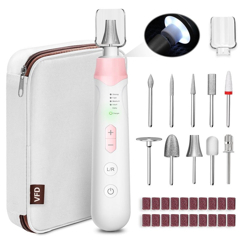 Electric Nail File Drill, Cordless 2000 mAh Rechargeable Nail Filer Electric, Portable Nail Dril Machine Drill for Nails Acrylic Manicure and Thick Toenails Buffer Grinder Care Professional (Pink)