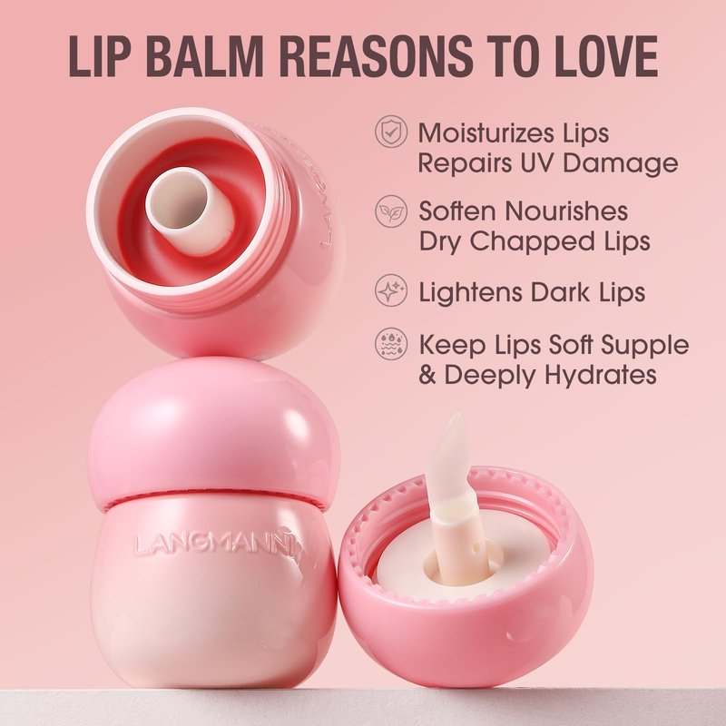 LANGMANNI Pudding Glow Lip Balm | Velvet-Smooth Lip Gloss for Nourished, Glowing Lips | Hydrating, Non-Sticky Glossy Tinted Lip Balm Makeup 0.28 Oz (#5+#6, 2)