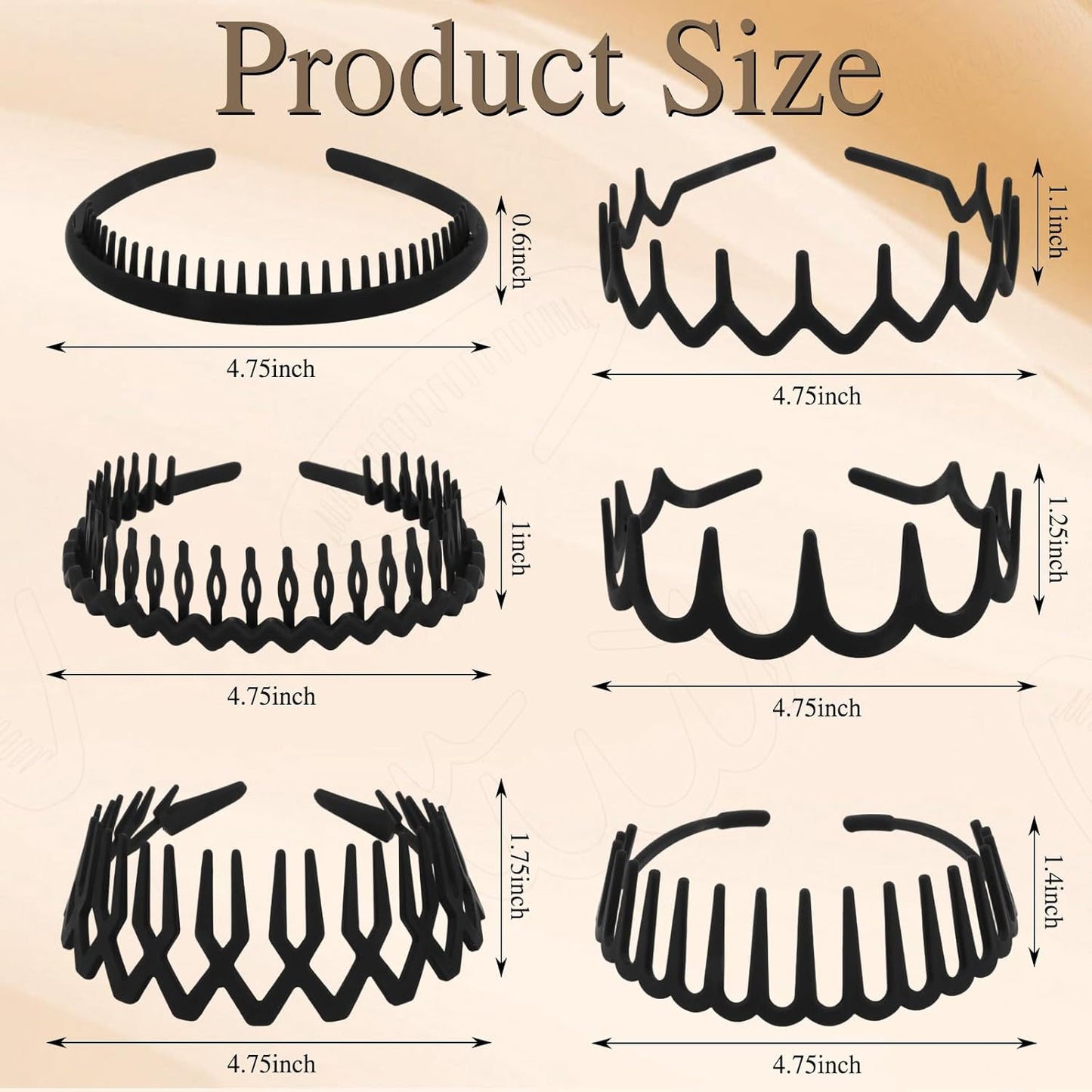 Zigzag Headbands for Women - 12 Pcs Non-Slip Plastic Hair Accessories | 6 Stylish Designs