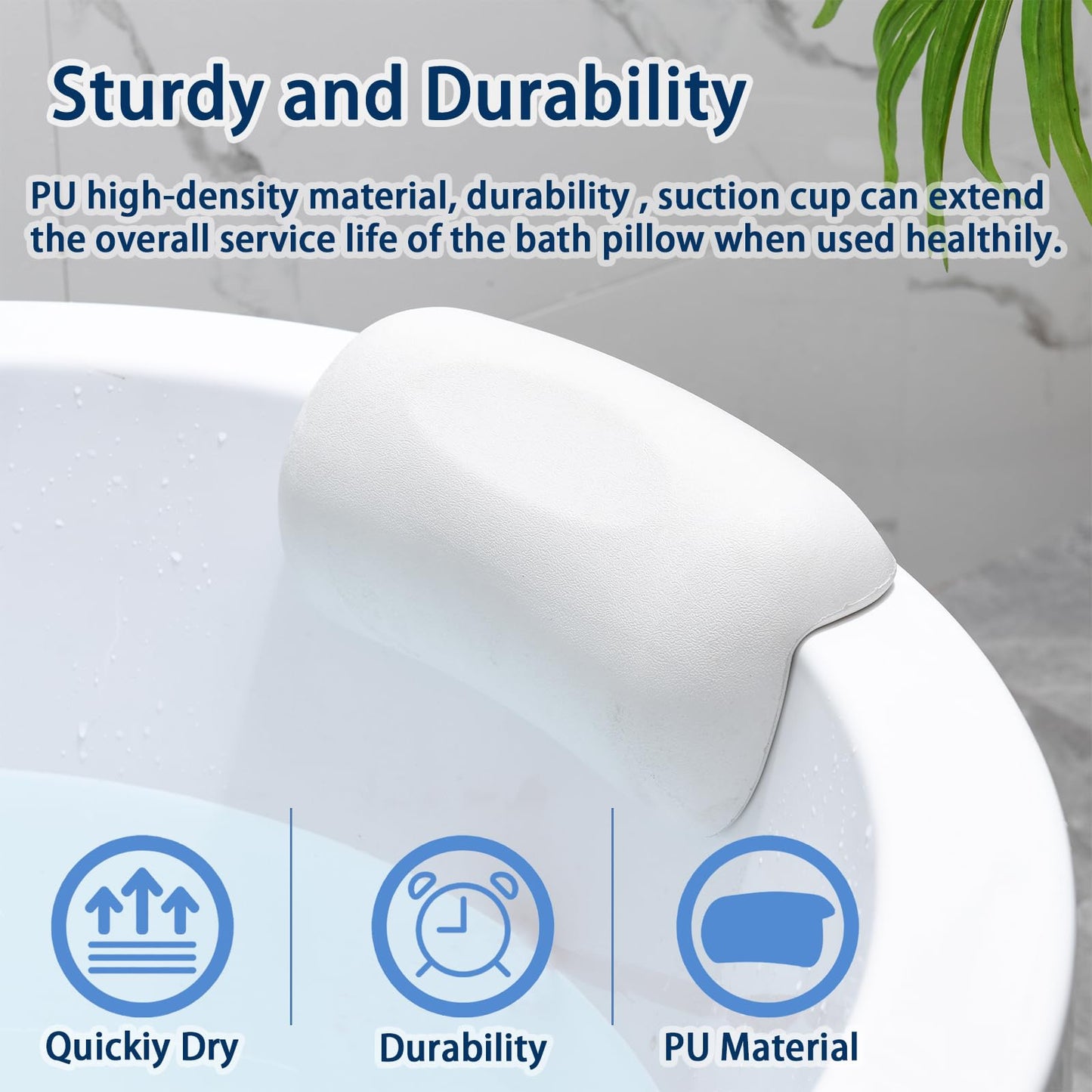 Guluto Bath Pillow Bathtub Pillow, Bath Pillows for Tub Head and Neck Support, Waterproof Bath Tub Pillows with Strong Non-Slip Suction Cups, Relaxing Bath Accessories for Soaking, Spa White