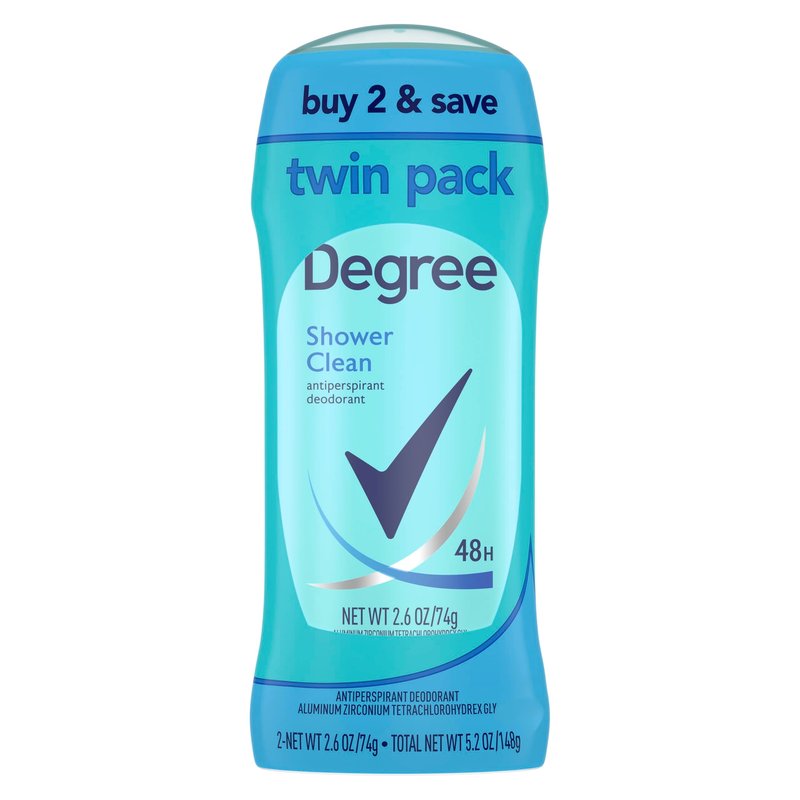 Degree Antiperspirant Deodorant Twin Pack Shower Clean 48-Hour Sweat and Odor Protection Antiperspirant for Women 2.6 oz (Pack of 6)