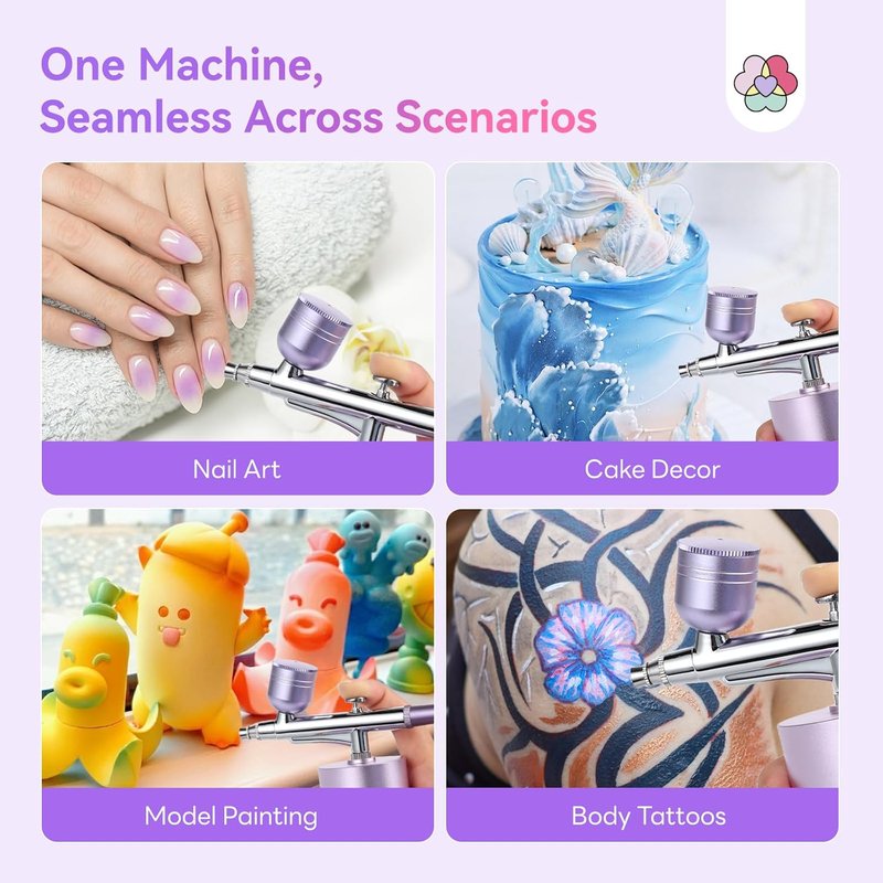 SAVILAND Airbrush Kit for Nails: 30 PSI LCD Display Airbrush Kit with Compressor Rechargeable Nail Airbrush Machine with 0.3mm Nozzle Cordless Portable Air Brush Painting Set for Nail Art