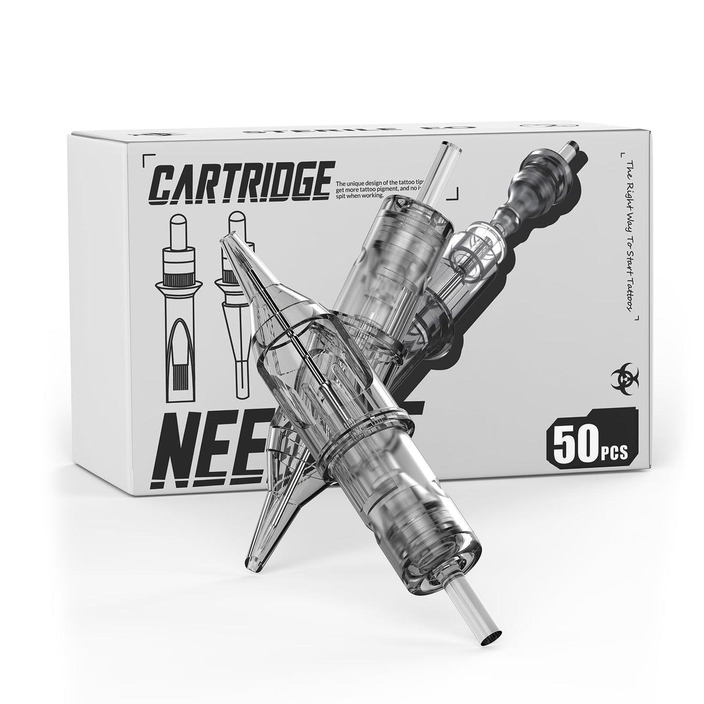 Wormhole Tattoo Cartridge Needles 50pcs Assorted Tattoo Needle Cartridges Round Liner Mixed 3RL 5RL 7RL 9RL 11RL (50pcs #10 Standard RL)