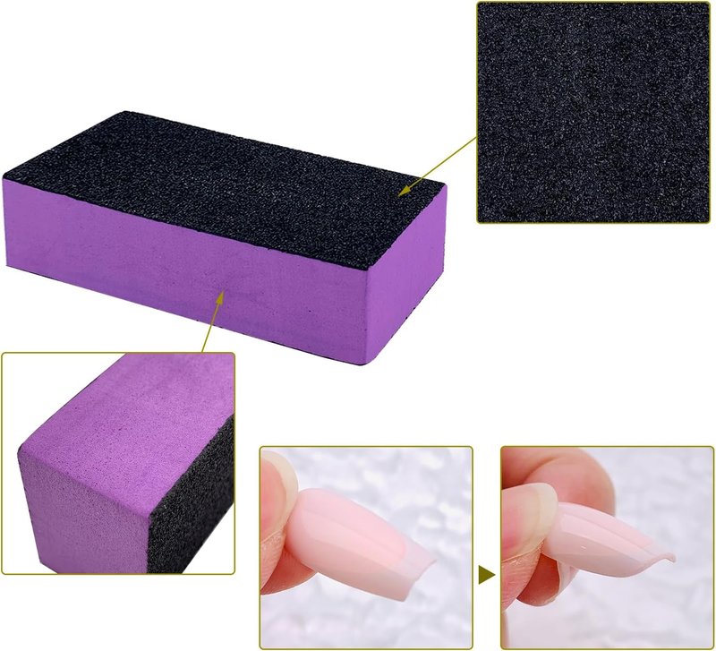 Nail Buffer Sanding Block Set - 10 Pcs 100/180 Grit Polishing Files | Black & Purple