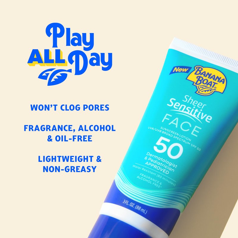Banana Boat Sheer Sensitive Face Lotion, SPF 50, 3oz