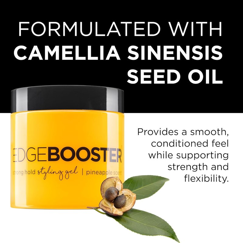 EDGE BOOSTER® Strong Hold Styling Gel - Alcohol-Free Hair Gel with Camellia Sinensis Oil for Curly & Wavy Styles | 16.9oz